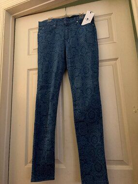 7 For All Mankind Floral Jacquard Skinny Jean Size 28